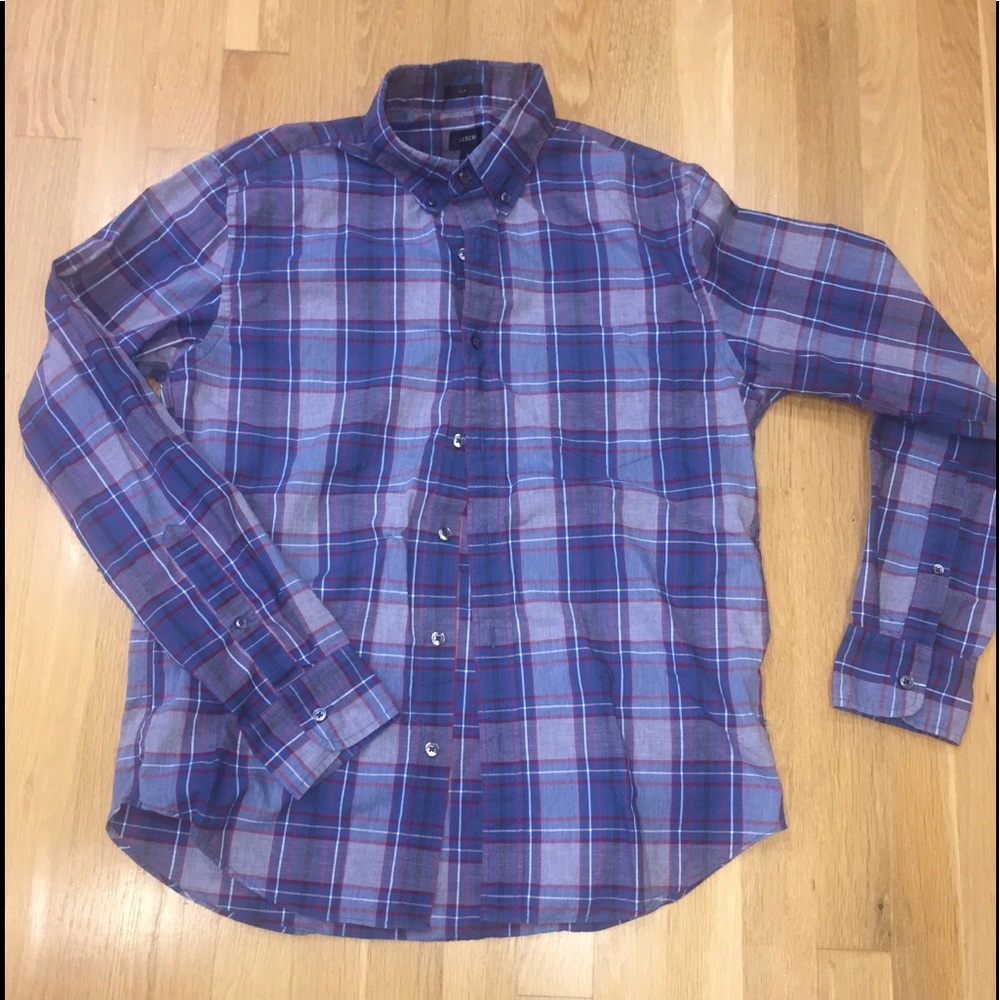J. Crew blue red white plaid sz M casual shirt